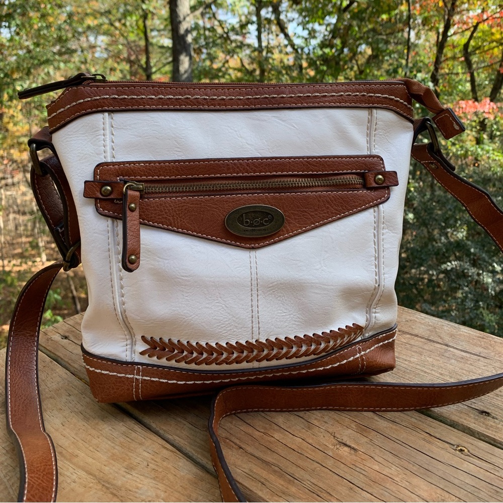 BORN CONCEPT WHITE & BROWN VEGAN CROSSBODY